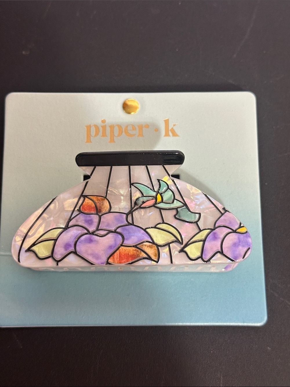 Piper K Tiffany lamp glass stained floral hair claw clip